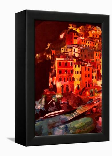 Magic Cinque Terre Night in Riomaggiore-Markus Bleichner-Framed Stretched Canvas