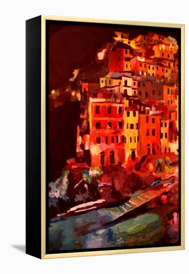 Magic Cinque Terre Night in Riomaggiore-Markus Bleichner-Framed Stretched Canvas