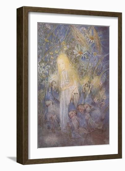 Magic Girl with Gnomes-null-Framed Art Print