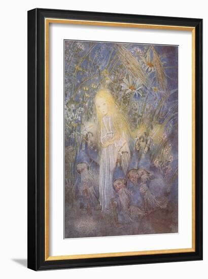 Magic Girl with Gnomes-null-Framed Art Print