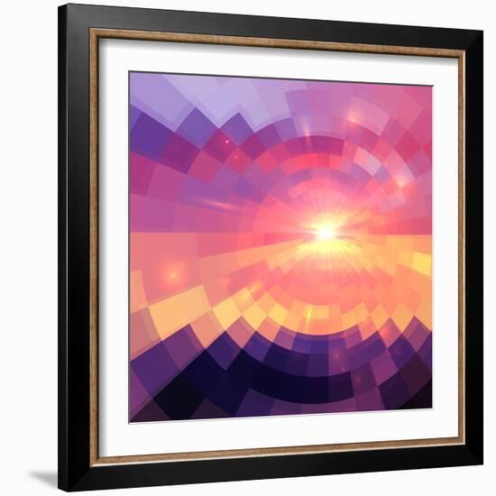 Magic Sunset in Abstract Stained Glass-art_of_sun-Framed Premium Giclee Print