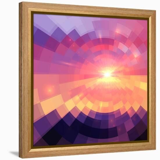 Magic Sunset in Abstract Stained Glass-art_of_sun-Framed Stretched Canvas