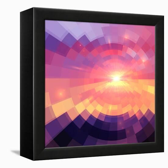 Magic Sunset in Abstract Stained Glass-art_of_sun-Framed Stretched Canvas