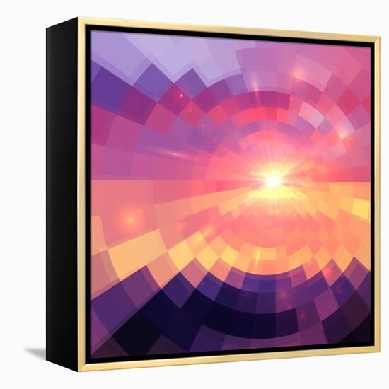 Magic Sunset in Abstract Stained Glass-art_of_sun-Framed Stretched Canvas
