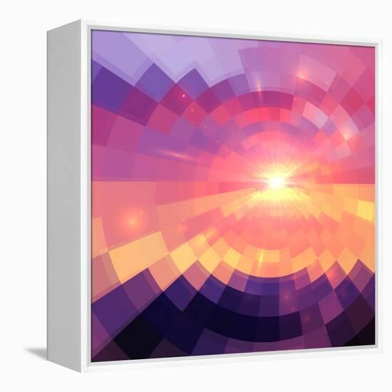 Magic Sunset in Abstract Stained Glass-art_of_sun-Framed Stretched Canvas