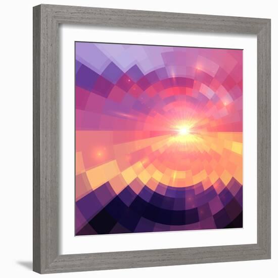 Magic Sunset in Abstract Stained Glass-art_of_sun-Framed Art Print