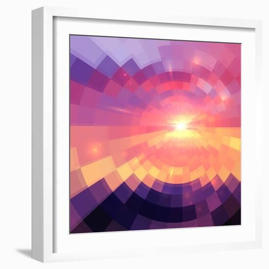 Magic Sunset in Abstract Stained Glass-art_of_sun-Framed Art Print