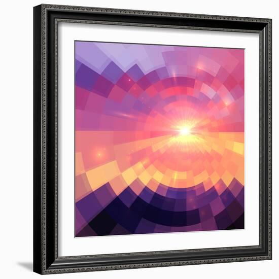 Magic Sunset in Abstract Stained Glass-art_of_sun-Framed Art Print