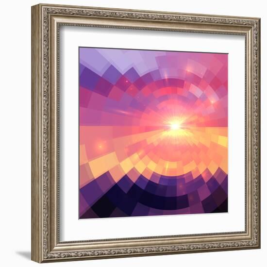 Magic Sunset in Abstract Stained Glass-art_of_sun-Framed Art Print