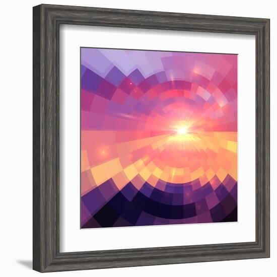 Magic Sunset in Abstract Stained Glass-art_of_sun-Framed Art Print