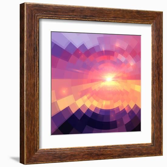 Magic Sunset in Abstract Stained Glass-art_of_sun-Framed Art Print