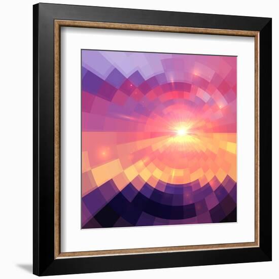 Magic Sunset in Abstract Stained Glass-art_of_sun-Framed Art Print