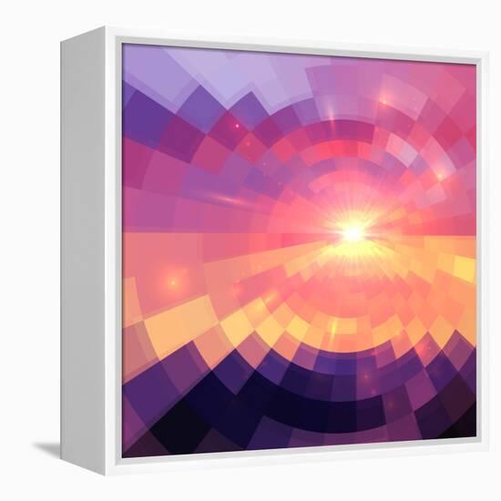 Magic Sunset in Abstract Stained Glass-art_of_sun-Framed Stretched Canvas