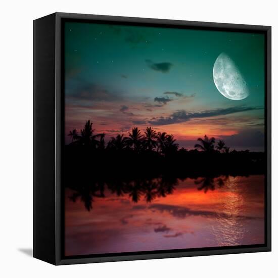 Magical Evening on the Ocean and the Moon-Krivosheev Vitaly-Framed Premier Image Canvas
