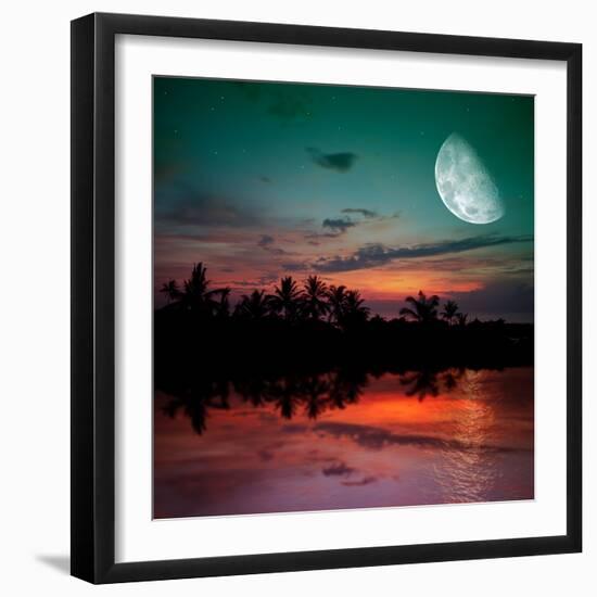 Magical Evening on the Ocean and the Moon-Krivosheev Vitaly-Framed Photographic Print