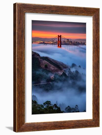 Magical Fog and Sunrise Light, Golden Gate Bridge, San Francisco-Vincent James-Framed Premium Photographic Print