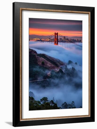 Magical Fog and Sunrise Light, Golden Gate Bridge, San Francisco-Vincent James-Framed Premium Photographic Print