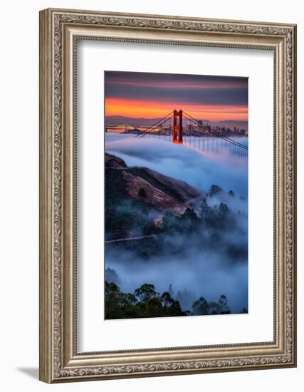 Magical Fog and Sunrise Light, Golden Gate Bridge, San Francisco-Vincent James-Framed Photographic Print