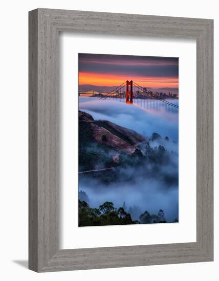 Magical Fog and Sunrise Light, Golden Gate Bridge, San Francisco-Vincent James-Framed Photographic Print