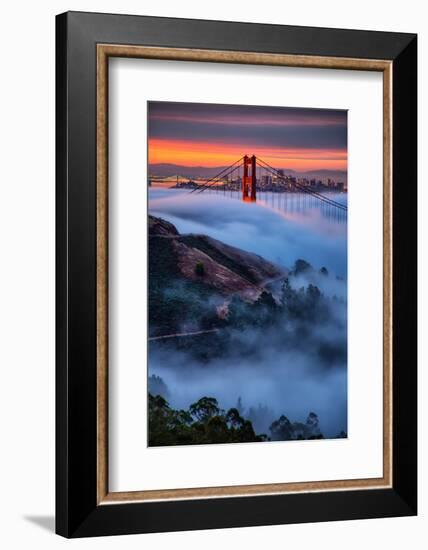 Magical Fog and Sunrise Light, Golden Gate Bridge, San Francisco-Vincent James-Framed Photographic Print