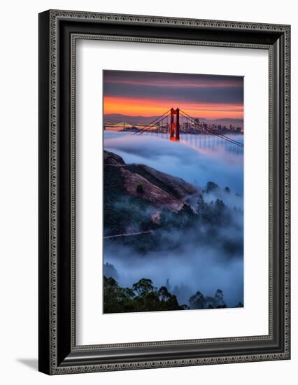 Magical Fog and Sunrise Light, Golden Gate Bridge, San Francisco-Vincent James-Framed Photographic Print