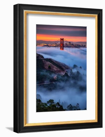 Magical Fog and Sunrise Light, Golden Gate Bridge, San Francisco-Vincent James-Framed Photographic Print