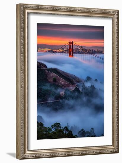 Magical Fog and Sunrise Light, Golden Gate Bridge, San Francisco-Vincent James-Framed Photographic Print