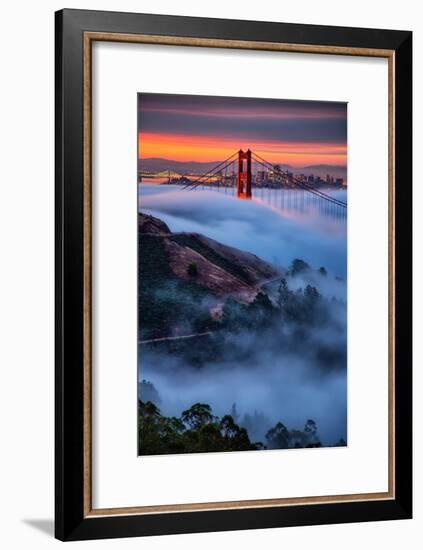 Magical Fog and Sunrise Light, Golden Gate Bridge, San Francisco-Vincent James-Framed Photographic Print