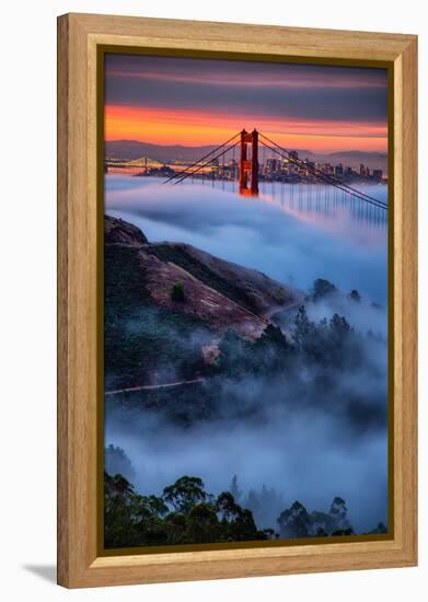 Magical Fog and Sunrise Light, Golden Gate Bridge, San Francisco-Vincent James-Framed Premier Image Canvas