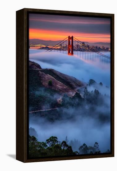 Magical Fog and Sunrise Light, Golden Gate Bridge, San Francisco-Vincent James-Framed Premier Image Canvas