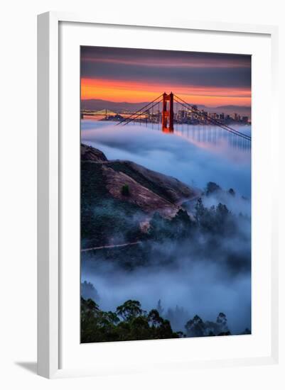 Magical Fog and Sunrise Light, Golden Gate Bridge, San Francisco-Vincent James-Framed Photographic Print