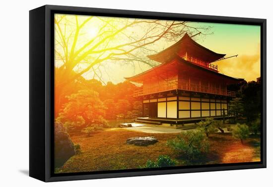 Magical Sunset over Kinkakuji Temple, Kyoto, Japan-vvvita-Framed Premier Image Canvas