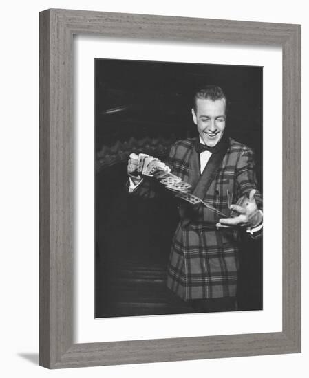 Magician at French Casino Does Sleight of Hand Tricks-Peter Stackpole-Framed Photographic Print