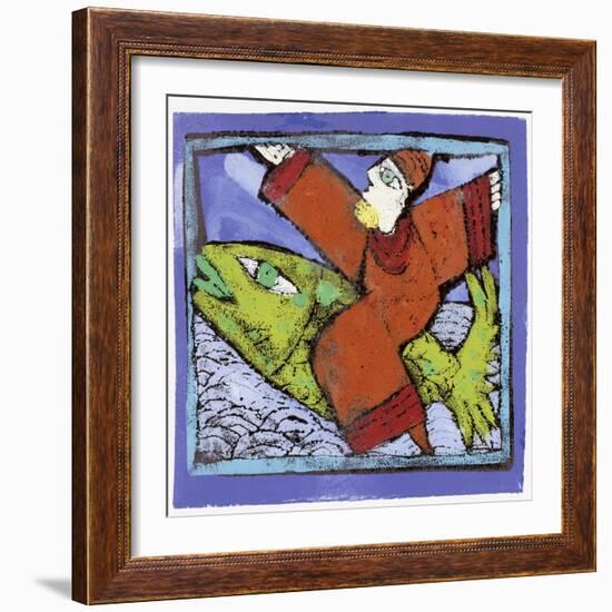 Magician on a Green Fish-Leslie Xuereb-Framed Giclee Print