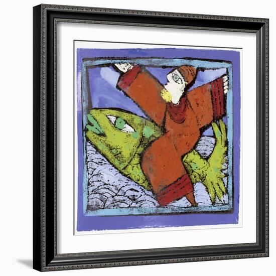 Magician on a Green Fish-Leslie Xuereb-Framed Giclee Print