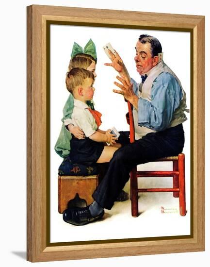 "Magician" or "Card Tricks", March 22,1930-Norman Rockwell-Framed Premier Image Canvas