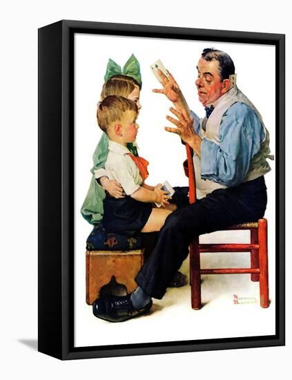 "Magician" or "Card Tricks", March 22,1930-Norman Rockwell-Framed Premier Image Canvas