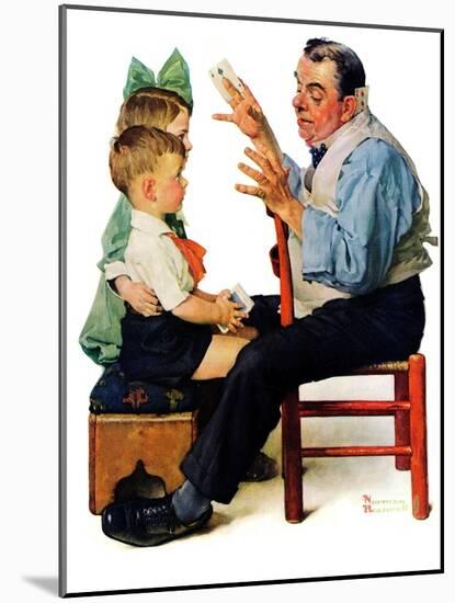 "Magician" or "Card Tricks", March 22,1930-Norman Rockwell-Mounted Giclee Print