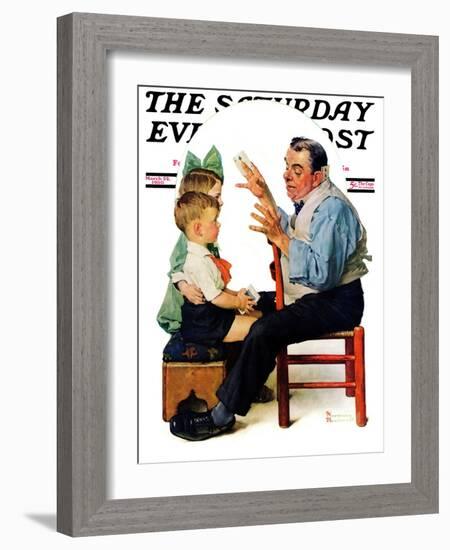 "Magician" or "Card Tricks" Saturday Evening Post Cover, March 22,1930-Norman Rockwell-Framed Giclee Print