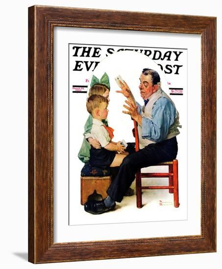 "Magician" or "Card Tricks" Saturday Evening Post Cover, March 22,1930-Norman Rockwell-Framed Giclee Print