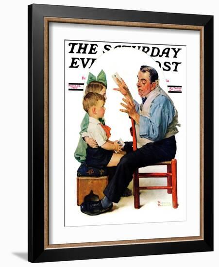 "Magician" or "Card Tricks" Saturday Evening Post Cover, March 22,1930-Norman Rockwell-Framed Giclee Print