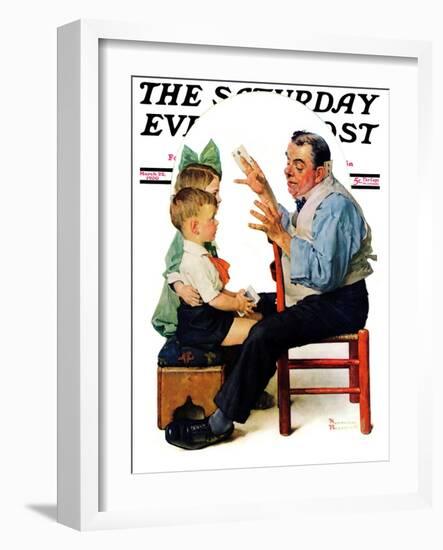 "Magician" or "Card Tricks" Saturday Evening Post Cover, March 22,1930-Norman Rockwell-Framed Giclee Print