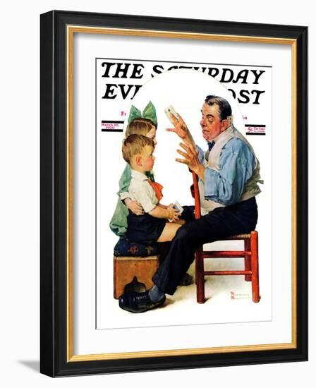 "Magician" or "Card Tricks" Saturday Evening Post Cover, March 22,1930-Norman Rockwell-Framed Giclee Print