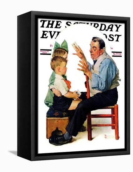 "Magician" or "Card Tricks" Saturday Evening Post Cover, March 22,1930-Norman Rockwell-Framed Premier Image Canvas