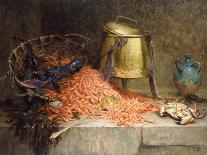 A Lobster, Shrimps and a Crab by an Urn on a Stone Ledge-Magne Desire-Alfred-Giclee Print