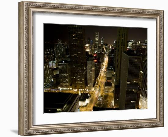Magnificent Mile, Michigan Avenue at Night, Chicago, Illinois-Robert Harding-Framed Photographic Print