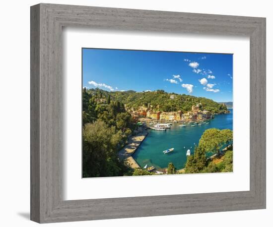 Magnificent View of Portofino, the Village and the Marina. Liguria, Italy-StevanZZ-Framed Photographic Print