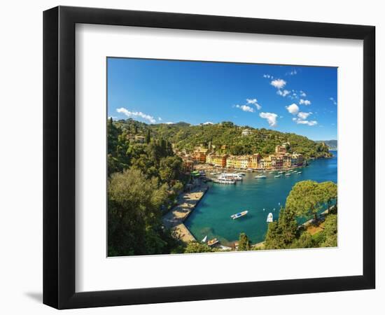 Magnificent View of Portofino, the Village and the Marina. Liguria, Italy-StevanZZ-Framed Photographic Print