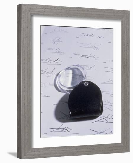 Magnifying Glass on Sheet of Real Dali Signatures-Volker Steger-Framed Photographic Print