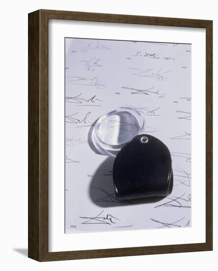 Magnifying Glass on Sheet of Real Dali Signatures-Volker Steger-Framed Photographic Print